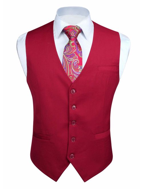 Enlision Men's Suit Vest Business Formal Dress Waistcoat Cotton Solid Color Vest for Suit or Tuxedo