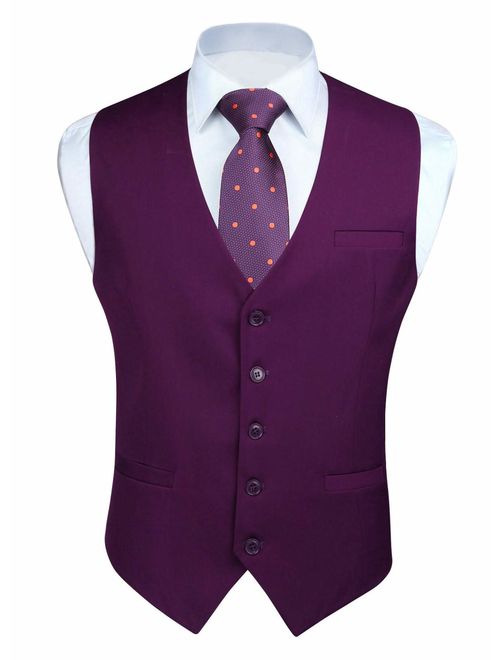 Enlision Men's Suit Vest Business Formal Dress Waistcoat Cotton Solid Color Vest for Suit or Tuxedo