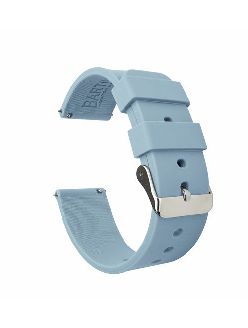 BARTON Watch Bands - Soft Silicone Quick Release Straps - Stainless Steel Buckle - Choose Color & Width - 16mm, 18mm, 20mm, 22mm, 24mm - Silky Smooth Rubber Watch Bands