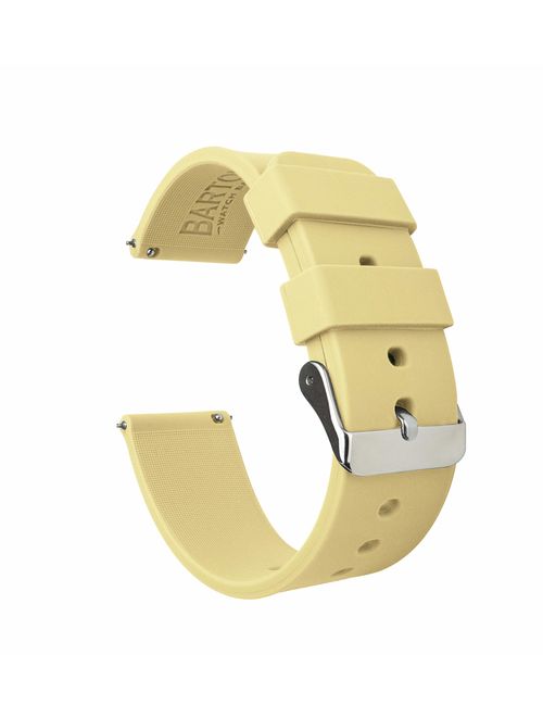 BARTON Watch Bands - Soft Silicone Quick Release Straps - Stainless Steel Buckle - Choose Color & Width - 16mm, 18mm, 20mm, 22mm, 24mm - Silky Smooth Rubber Watch Bands