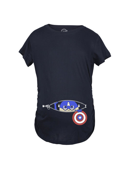 Maternity Peeking Captain Baby Funny Pregnancy Superhero Tees I'm Pregnant T shirt