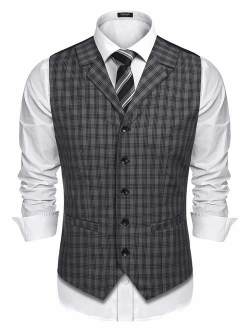 Men's Business Suit Vest Slim Fit Twill Dress Waistcoat for Wedding Party Dinner