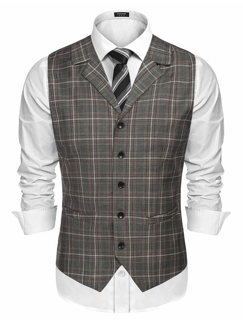 COOFANDY Men's Business Suit Vest Slim Fit Twill Dress Waistcoat for Wedding Party Dinner