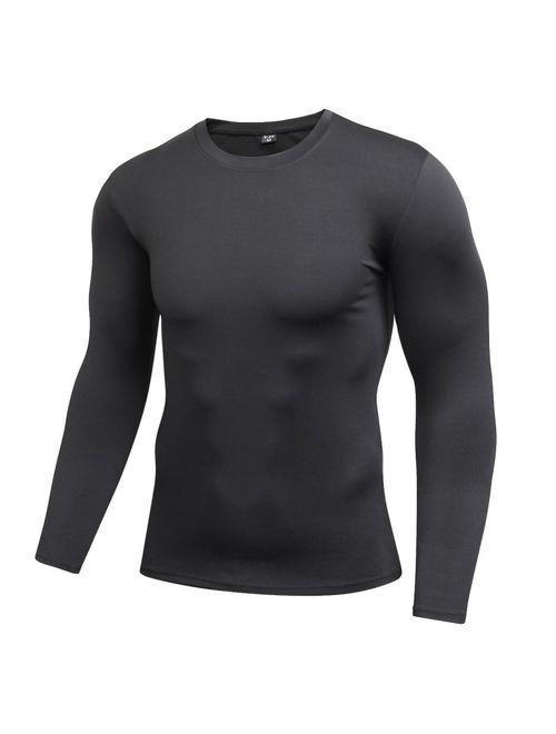 EFINNY Men Boy Long Sleeve Compression Under Base Layer Tight Sports Top T-Shirts