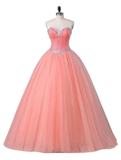 Beautyprom Women's Sweetheart Ball Gown Tulle Quinceanera Dresses Prom Dress