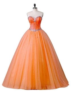 Beautyprom Women's Sweetheart Ball Gown Tulle Quinceanera Dresses Prom Dress