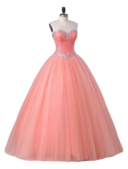 Beautyprom Women's Sweetheart Ball Gown Tulle Quinceanera Dresses Prom Dress