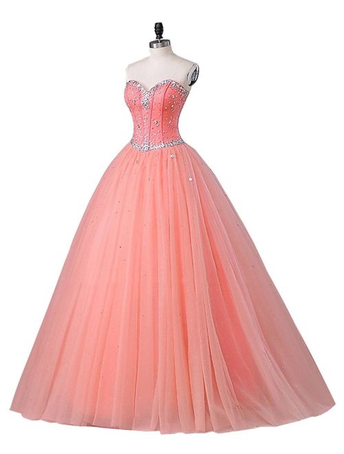 Beautyprom Women's Sweetheart Ball Gown Tulle Quinceanera Dresses Prom Dress