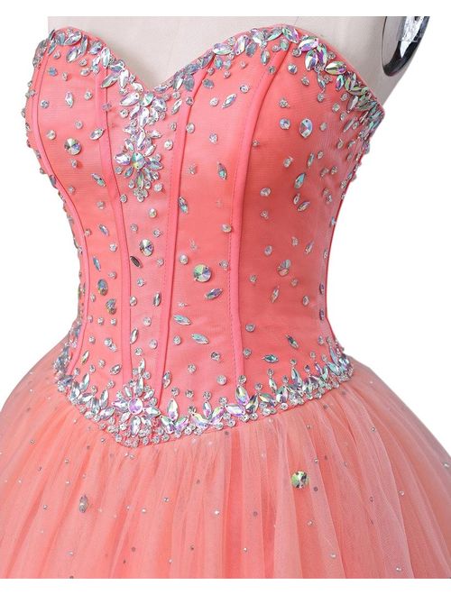 Beautyprom Women's Sweetheart Ball Gown Tulle Quinceanera Dresses Prom Dress