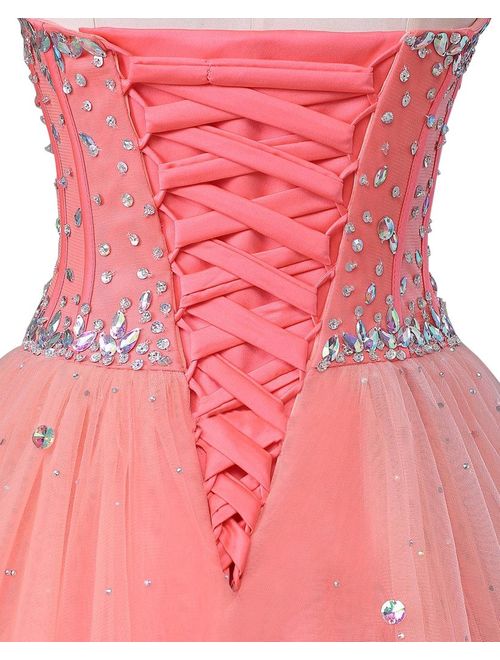 Beautyprom Women's Sweetheart Ball Gown Tulle Quinceanera Dresses Prom Dress