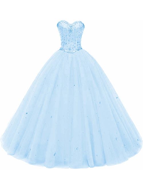 Beautyprom Women's Sweetheart Ball Gown Tulle Quinceanera Dresses Prom Dress