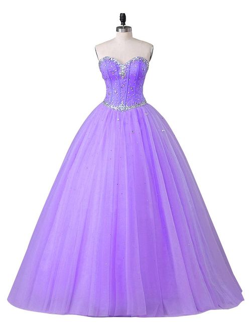 Beautyprom Women's Sweetheart Ball Gown Tulle Quinceanera Dresses Prom Dress