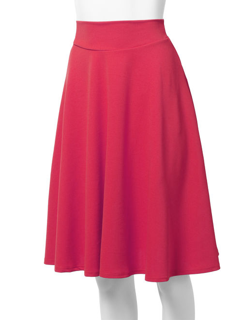 SSOULM Women's High Waist Flare A-Line Midi Skirt with Plus Size