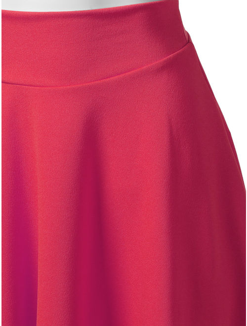 SSOULM Women's High Waist Flare A-Line Midi Skirt with Plus Size