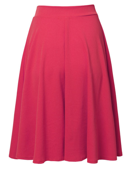 SSOULM Women's High Waist Flare A-Line Midi Skirt with Plus Size