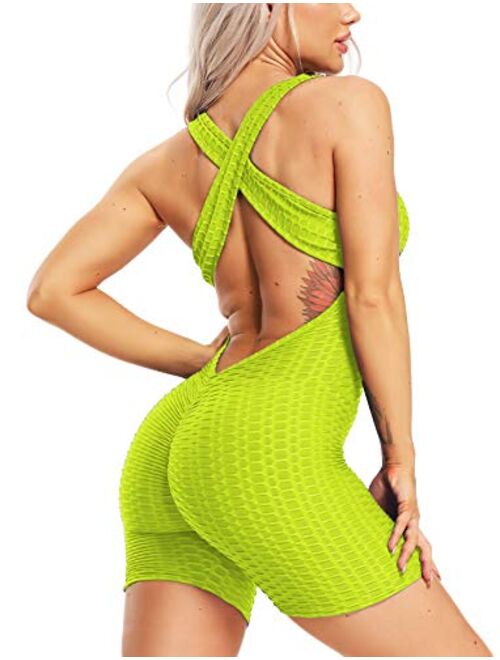 Buy Seasum Women Texture Bodysuit Sleevesless Sport One Piece Backless Sexy Slimming Bodycon 2863