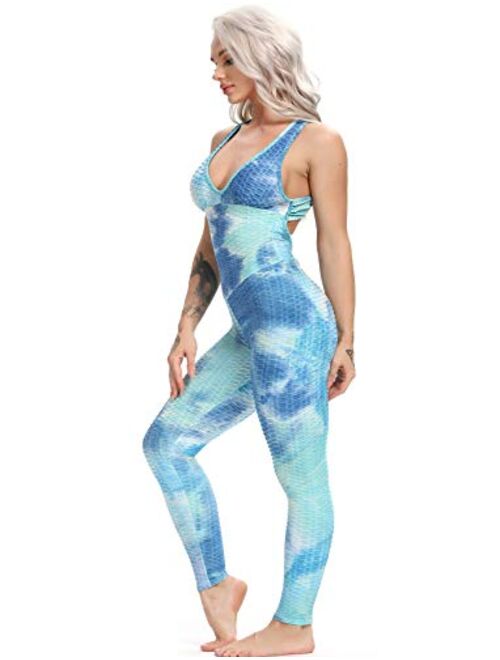 SEASUM Women Texture Bodysuit Sleevesless Sport One-Piece Backless Sexy Slimming Bodycon Rompers Jumpsuit