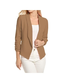 POGTMM Women's Casual Work Office Blazers Open Front Cardigan Long Sleeve Blazer Jackets Suit with Pockets