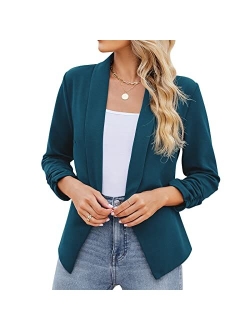 POGTMM Women's Casual Work Office Blazers Open Front Cardigan Long Sleeve Blazer Jackets Suit with Pockets