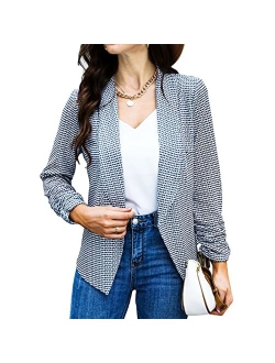 POGTMM Women's Casual Work Office Blazers Open Front Cardigan Long Sleeve Blazer Jackets Suit with Pockets