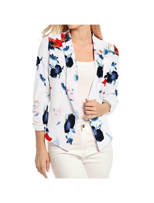 POGTMM Women's Casual Work Office Blazers Open Front Cardigan Long Sleeve Blazer Jackets Suit with Pockets