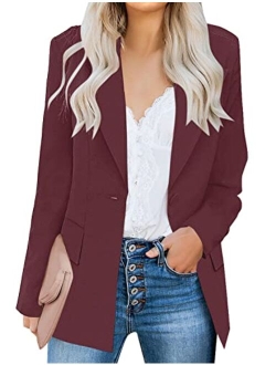 luvamia Women's Casual Long Sleeve Lapel Button Slim Work Office Blazer Jacket