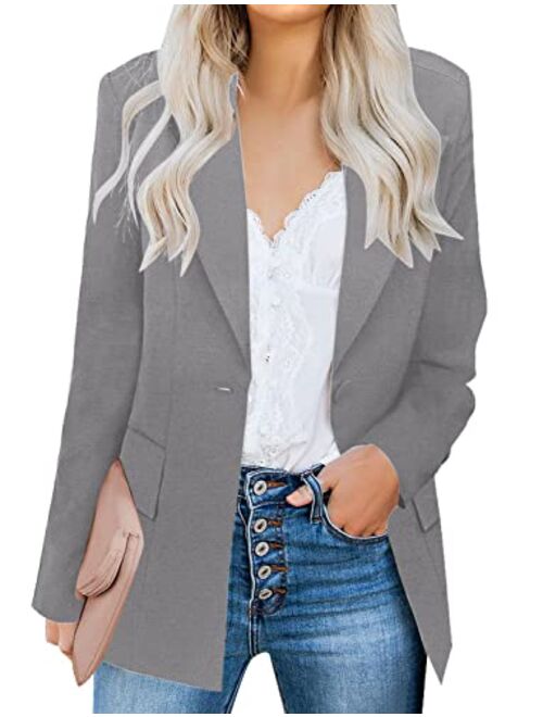 luvamia Women's Casual Long Sleeve Lapel Button Slim Work Office Blazer Jacket