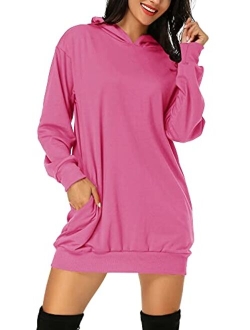 Auxo Women's Long Sleeve Hooded Pockets Pullover Hoodie Dress Tunic Sweatshirt