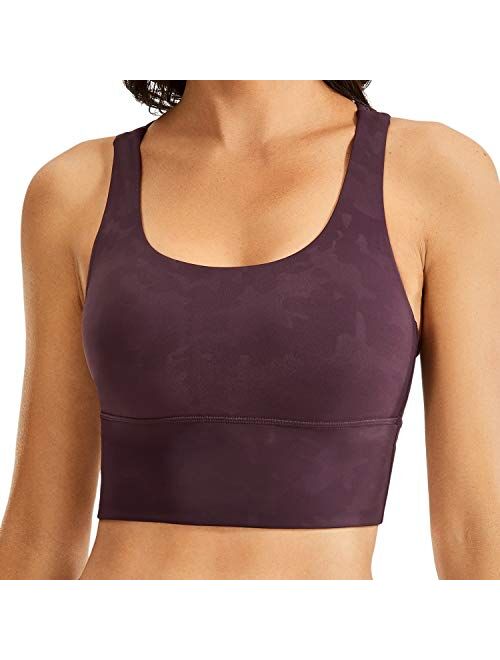 CRZ YOGA Strappy Sports Bras for Women Longline Wirefree Padded Medium Support Yoga Bra Top