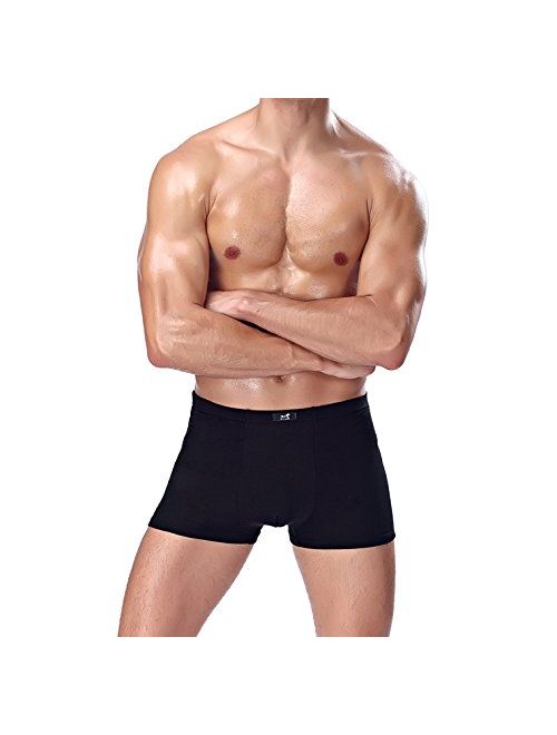 SLJ Men's Breathable 7-Pack Solid Elastic Waist Underwear Boxer Briefs Cotton Trunks