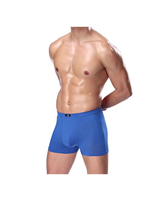 SLJ Men's Breathable 7-Pack Solid Elastic Waist Underwear Boxer Briefs Cotton Trunks