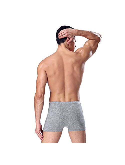 SLJ Men's Breathable 7-Pack Solid Elastic Waist Underwear Boxer Briefs Cotton Trunks