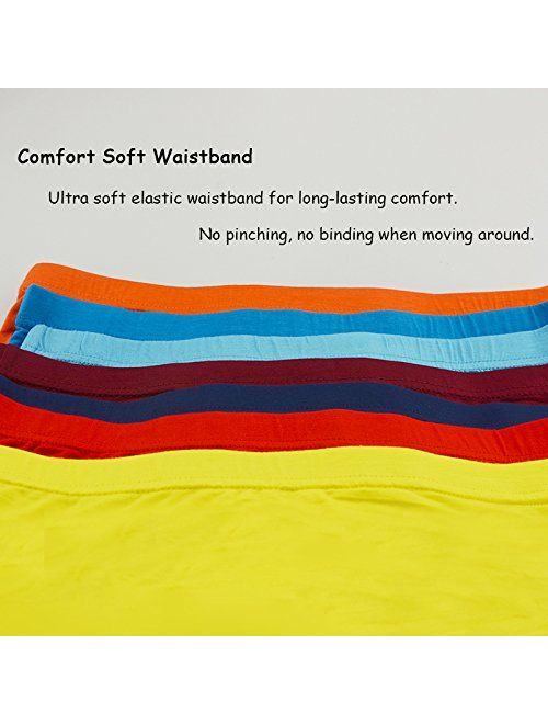 SLJ Men's Breathable 7-Pack Solid Elastic Waist Underwear Boxer Briefs Cotton Trunks