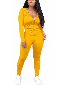 Womens Tracksuit Set - Two Piece Outfits Zip Up Hoodies Top + Skinny Long Pants Sweatsuits Jogging Suits Jumpsuits