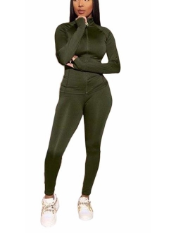 Womens Tracksuit Set - Two Piece Outfits Zip Up Hoodies Top + Skinny Long Pants Sweatsuits Jogging Suits Jumpsuits