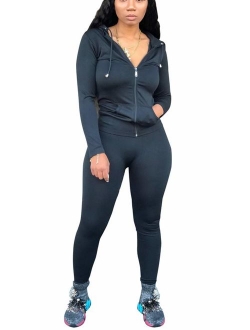 Womens Tracksuit Set - Two Piece Outfits Zip Up Hoodies Top + Skinny Long Pants Sweatsuits Jogging Suits Jumpsuits