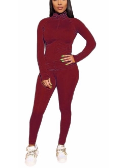 Womens Tracksuit Set - Two Piece Outfits Zip Up Hoodies Top + Skinny Long Pants Sweatsuits Jogging Suits Jumpsuits