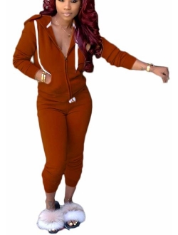 Womens Tracksuit Set - Two Piece Outfits Zip Up Hoodies Top + Skinny Long Pants Sweatsuits Jogging Suits Jumpsuits