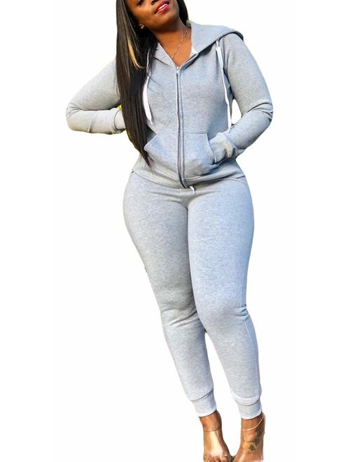 Womens Tracksuit Set - Two Piece Outfits Zip Up Hoodies Top + Skinny Long Pants Sweatsuits Jogging Suits Jumpsuits