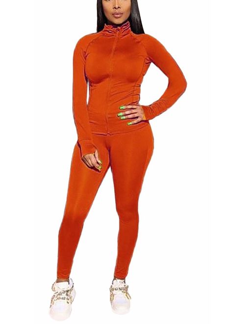 Womens Tracksuit Set - Two Piece Outfits Zip Up Hoodies Top + Skinny Long Pants Sweatsuits Jogging Suits Jumpsuits