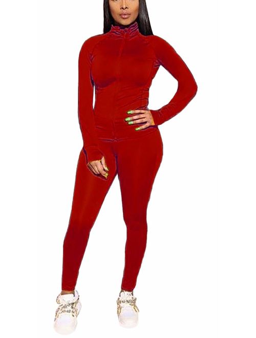 Womens Tracksuit Set - Two Piece Outfits Zip Up Hoodies Top + Skinny Long Pants Sweatsuits Jogging Suits Jumpsuits