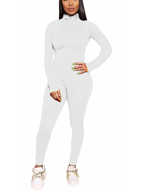 Womens Tracksuit Set - Two Piece Outfits Zip Up Hoodies Top + Skinny Long Pants Sweatsuits Jogging Suits Jumpsuits