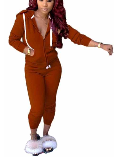 Womens Tracksuit Set - Two Piece Outfits Zip Up Hoodies Top + Skinny Long Pants Sweatsuits Jogging Suits Jumpsuits