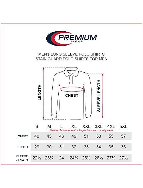 Premium Men's Long Sleeve Polo Shirts - Stain Guard Polo Shirts for Men