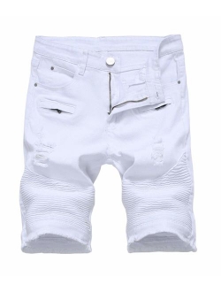 Atditama Men's Ripped Destroyed Distressed Casual Denim Shorts Cotton Bermuda Short Pants