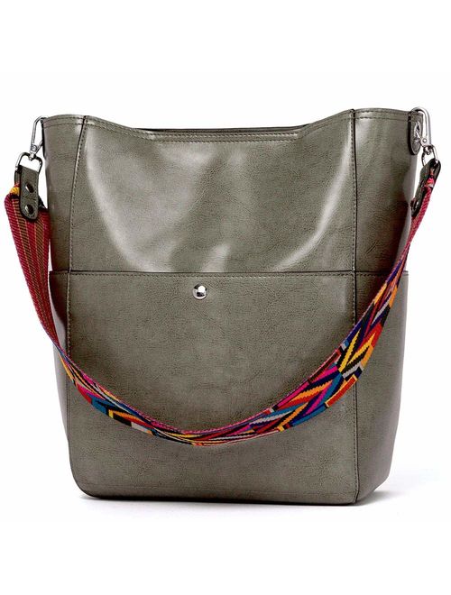 BROMEN Women Handbag Designer Vegan Leather Hobo Handbags Shoulder Bucket Cross-body Purse