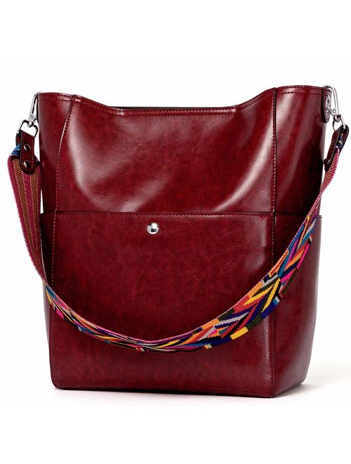 BROMEN Women Handbag Designer Vegan Leather Hobo Handbags Shoulder Bucket Cross-body Purse