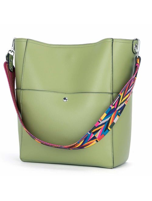 BROMEN Women Handbag Designer Vegan Leather Hobo Handbags Shoulder Bucket Cross-body Purse