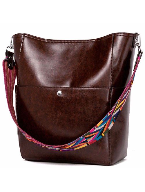 BROMEN Women Handbag Designer Vegan Leather Hobo Handbags Shoulder Bucket Cross-body Purse