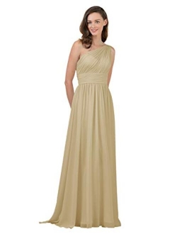 Alicepub One Shoulder Bridesmaid Dress for Women Long Evening Party Gown Maxi